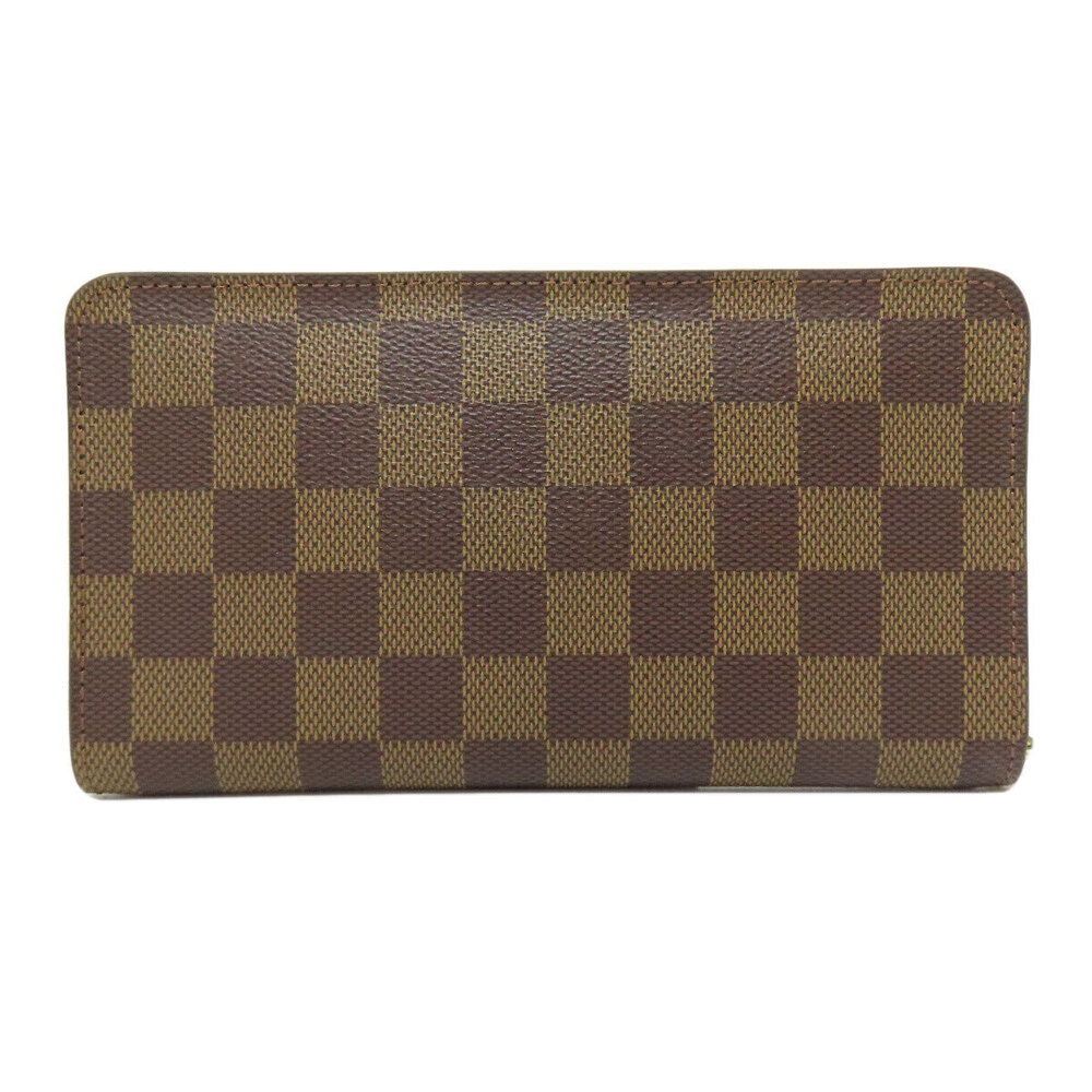 Louis Vuitton Damier Canvas Zip Portemonnaie Long Wallet Brown